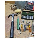 Tools, NIB Socket Set, Hammers, Drill Bits, Sand Papers