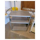 2 Vintage Metal Carts and Wooden Stand