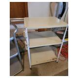 2 Vintage Metal Carts and Wooden Stand