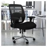 Flash Furniture 24/7 Intensive Use Big & Tall 500 lb. Rated Black Mesh Executive Ergonomic Office Chair with Ratchet Back