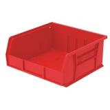 Red Hang and Stack Bin, 10-7/8"L x 11"W x 5"H, Outside Width: 11 in