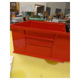 Red Hang and Stack Bin, 10-7/8"L x 11"W x 5"H, Outside Width: 11 in