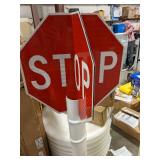 Retails: $252 4-Way Stop Sign with Base, Sign Legend Stop, MUTCD Code R1-1, 56 in x 11 in