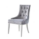 Modrest Dumas Contemporary Grey Velvet & Stainless Steel Dining Chair (Set of 2) Retail:$839.99