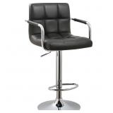 Christies Home Living Contemporary Adjustable Swivel Arm Bar Stool with Cushion, Black Retail: $110.00