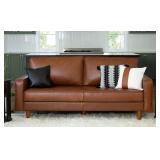 Holloway Mid-Century Top Grain Leather Sofa, Camel Retail $1,614.99