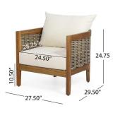 Burchett Outdoor Acacia Wood Club Chair with Cushions (Single Chair) by Christopher Knight Home Retail $344.99