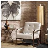 Strick & Bolton Normani White Faux Leather Metal Frame Lounge Chair- Retail:$509.49