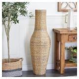 Brown Faux Seagrass Coastal Style Floor Vase 44 x 14 x 14- Retail:$160.99