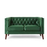 Holasek Tufted Velvet Loveseat Emerald by Christopher Knight Home- Retail:$959.99