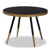 Baxton Studio Lauro Modern and Contemporary Round Glossy Marble and Metal Coffee Table with Two-Tone Black and Gold Legs Retail: Retail: Retail: $269.99