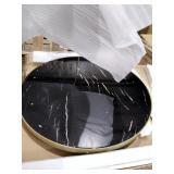 Baxton Studio Lauro Modern and Contemporary Round Glossy Marble and Metal Coffee Table with Two-Tone Black and Gold Legs Retail: Retail: Retail: $269.99