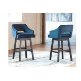 Tallenger Blue/Dark Brown Upholstered Swivel Barstool - Set of 2- Retail:$239.99