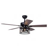 52" Matte Black Remote Control Ceiling Fan Light- Retail:$209.99