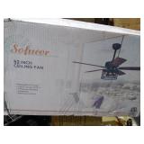 52" Matte Black Remote Control Ceiling Fan Light- Retail:$209.99