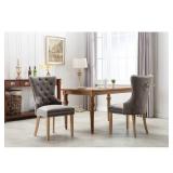 Home Beyond Button-tufted Velvet Dining Chairs (Set of 2) - 22 x 23 x 34 Inches - Grey -Retail $251.99