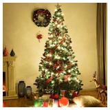 Costway 8Ft Artificial PVC Christmas Tree Stand Indoor Outdoor Green -Retail $69.99