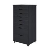 Adeptus Solid Wood 6+2 Drawer Roll Cart - Black -Retail $106.54