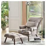 Velvet Recliner Chair with Ottoman (Color is Different than Stock Photo; It is Cream) Retail:$499.99