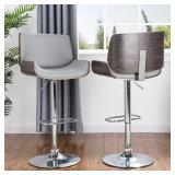 Glitzhome 46"H Mid-Century Modern Adjustable Swivel 2-piece Bar Stool Set - Grey Retail $335.98