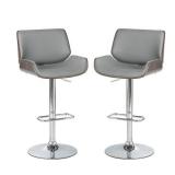 Glitzhome 46"H Mid-Century Modern Adjustable Swivel 2-piece Bar Stool Set - Grey Retail $335.98