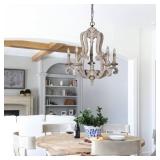 Antique White 5-light Wood Candle Chandelier Retail:$319.99