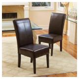 T-stitch Brown Leather Dining Chairs (Set of 2) by Christopher Knight Home Retail:$219.99