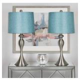 Grandview Gallery Curvy Metal Table Lamp Turquois Shade Brushed Nickel Retail: Retail: Retail: $96.49