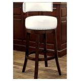 Benzara Shirley Contemporary 24" Barstool With Faux Leather Cushion, White Finish (Set of 2) Retail $627.49