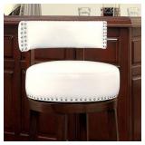 Benzara Shirley Contemporary 24" Barstool With Faux Leather Cushion, White Finish (Set of 2) Retail $627.49