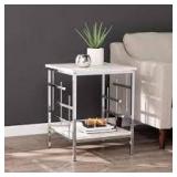 Sei Freston Faux Marble End Table With Open Shelf in Chrome Retail: Retail: Retail: $183.99