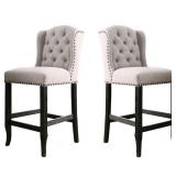 Furniture of America Sinuata Rustic Fabric Bar Chair in Beige (Set of 2) -Retail $498.97