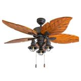 Copper Grove Kupiansk 52-inch Aged Bronze LED Ceiling Fan with Dark Cherry Hand-carved Blades- Retail:$182.99