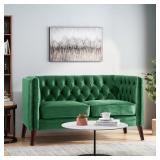 Holasek Tufted Velvet Loveseat Emerald by Christopher Knight Home- Retail:$959.99