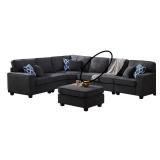 ONE ARMLESS CHAIR goes with Jocelyn Dark Grey Woven 6-piece Modular Sectional Sofa with Ottoman- Retail: N/A