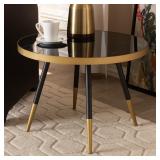 Baxton Studio Lauro Modern and Contemporary Round Glossy Marble and Metal Coffee Table with Two-Tone Black and Gold Legs Retail: Retail: Retail: $269.99