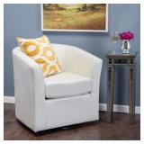 Souta Faux Leather Swivel Accent Club Chair Cream Retail: $399.99