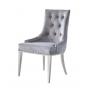 Modrest Dumas Contemporary Grey Velvet &amp; Stainless Steel Dining Chair (Set of 2) Retail:$839.99