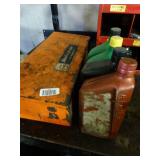 Metal Tool Box and Misc + Oils