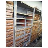 7ft Tall Metal Shelf with wood Drawers