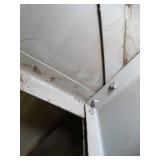 7ft Tall Metal Shelf with wood Drawers