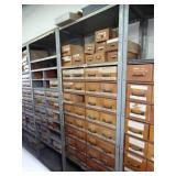 7ft Tall Metal Shelf with wood Drawers