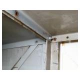 7ft Tall Metal Shelf with wood Drawers