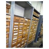 7ft Tall Metal Shelf with wood Drawers