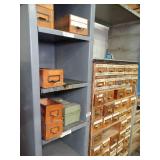 7ft Tall Metal Shelf with wood Drawers