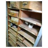 7ft Tall Metal Shelf with wood Drawers