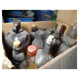 Box of old Empty Glass Bottles