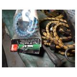 Green Metal Tool Box and Contents + Cord and Rope