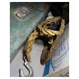 Green Metal Tool Box and Contents + Cord and Rope