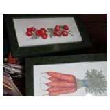 Large Box of Home Decor - Some Framed Prints - Candles and Misc